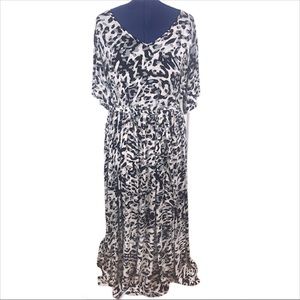Roamans 18/20 grey animal print belted maxi dress